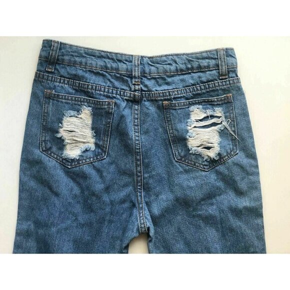 Signature 8 Women Blue Destructed Distressed Jeans - Picture 11 of 12